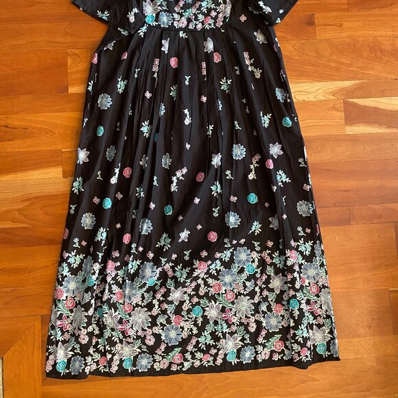 ONLY NECESSITIES SHORT SLEEVE MAXI LOUNGE DRESS BLACK FLORAL PRINT, NWT SZ14/16 - Picture 3 of 6